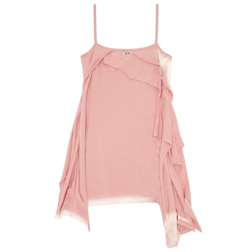 DIESEL D-Malory Distressed Asymmetric Dress Pink Fairy Grunge Mini L Cotton $295